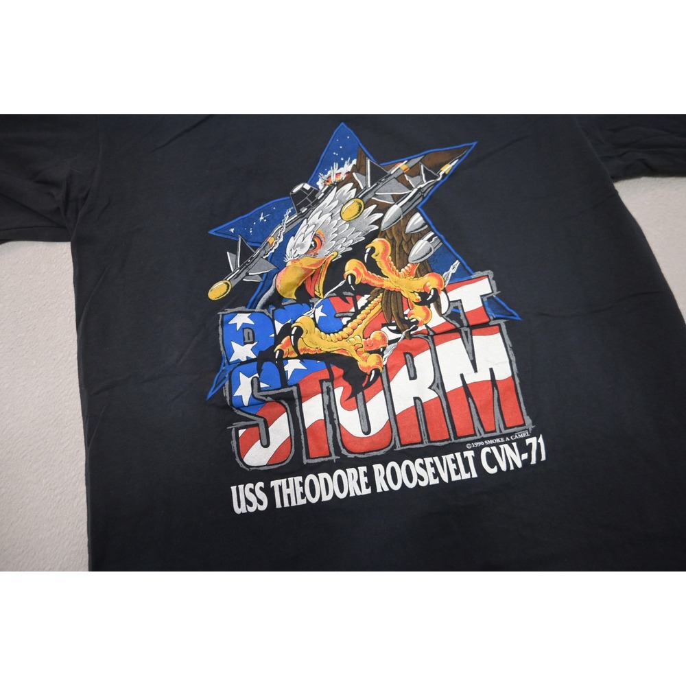 VTG Oneita Desert Storm T-Shirt Mens XL USS Theodore Roosevelt 1990 MADE IN USA